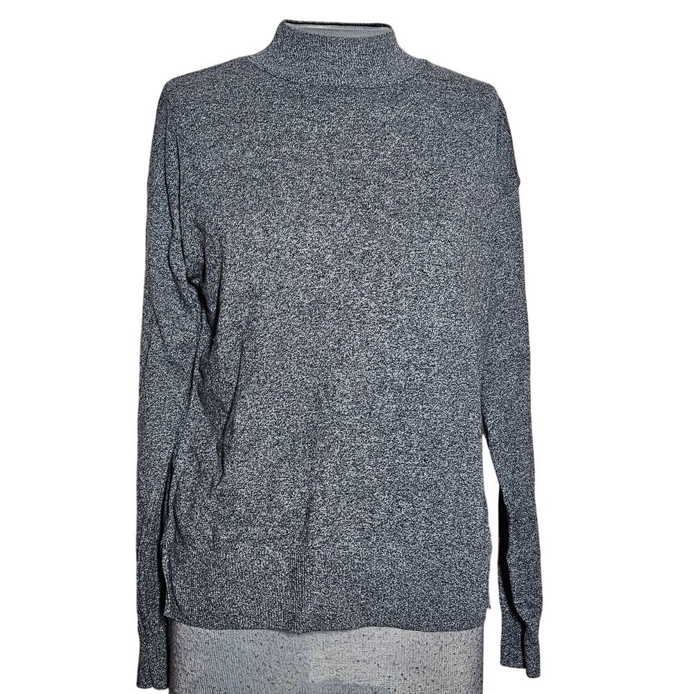 Gray Cotton Blend Mock Neck Sweater Size XS